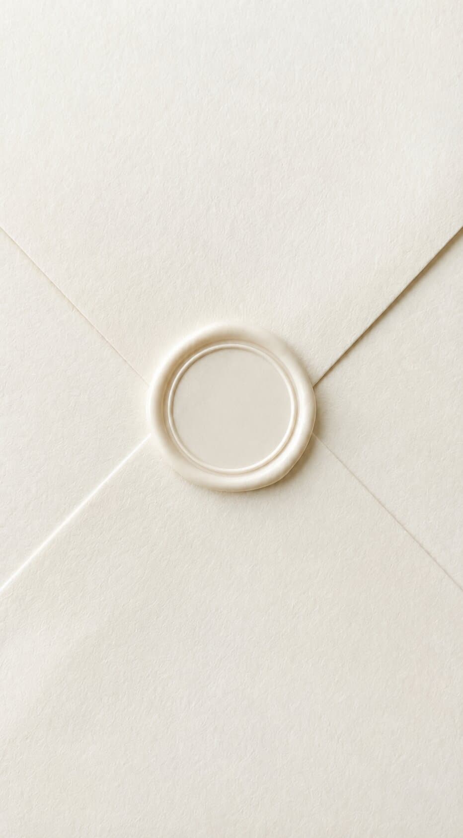 Wedding invitation envelope sealed with a monogram