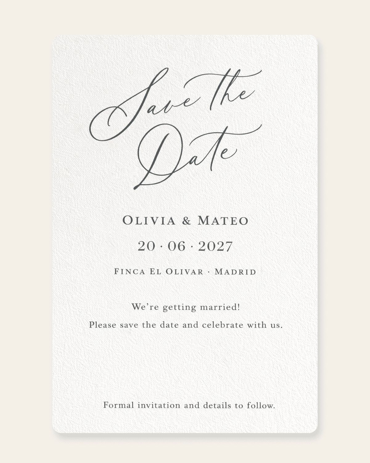 Calligraphy Save the Date ready to download as a PNG or share as a link