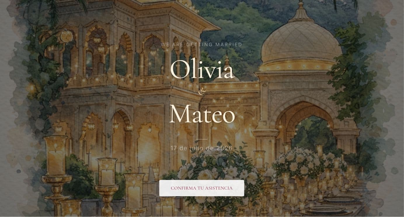 Indian Invitation — rich jewel tones and celebratory warmth for multi-day wedding programmes.