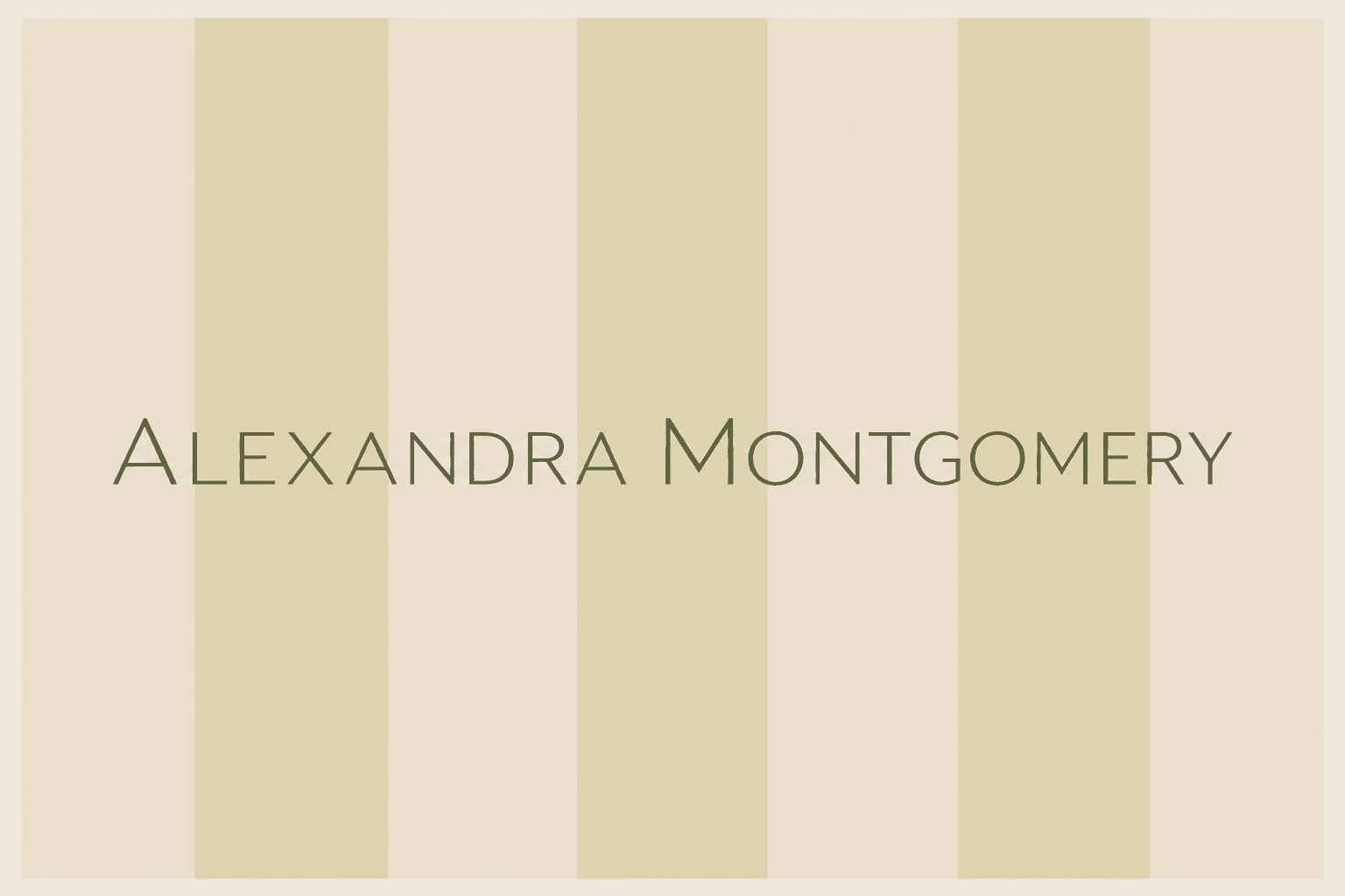 Striped wedding place card with centred serif guest name in capitals