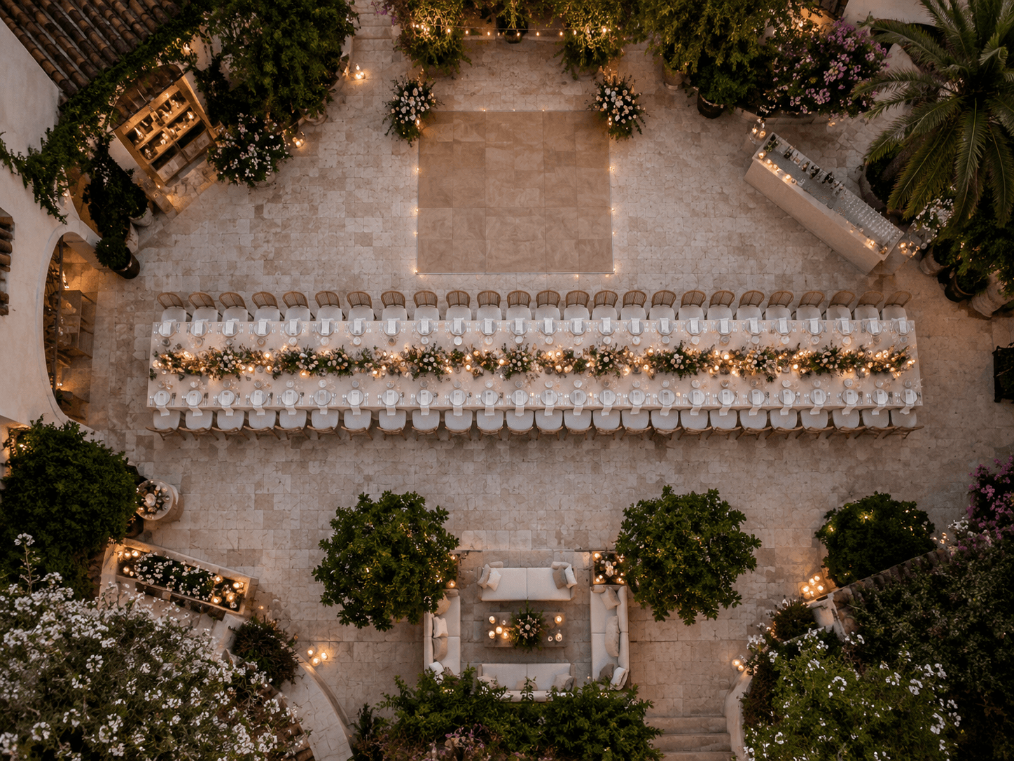 Layout de banquete para 50 invitados